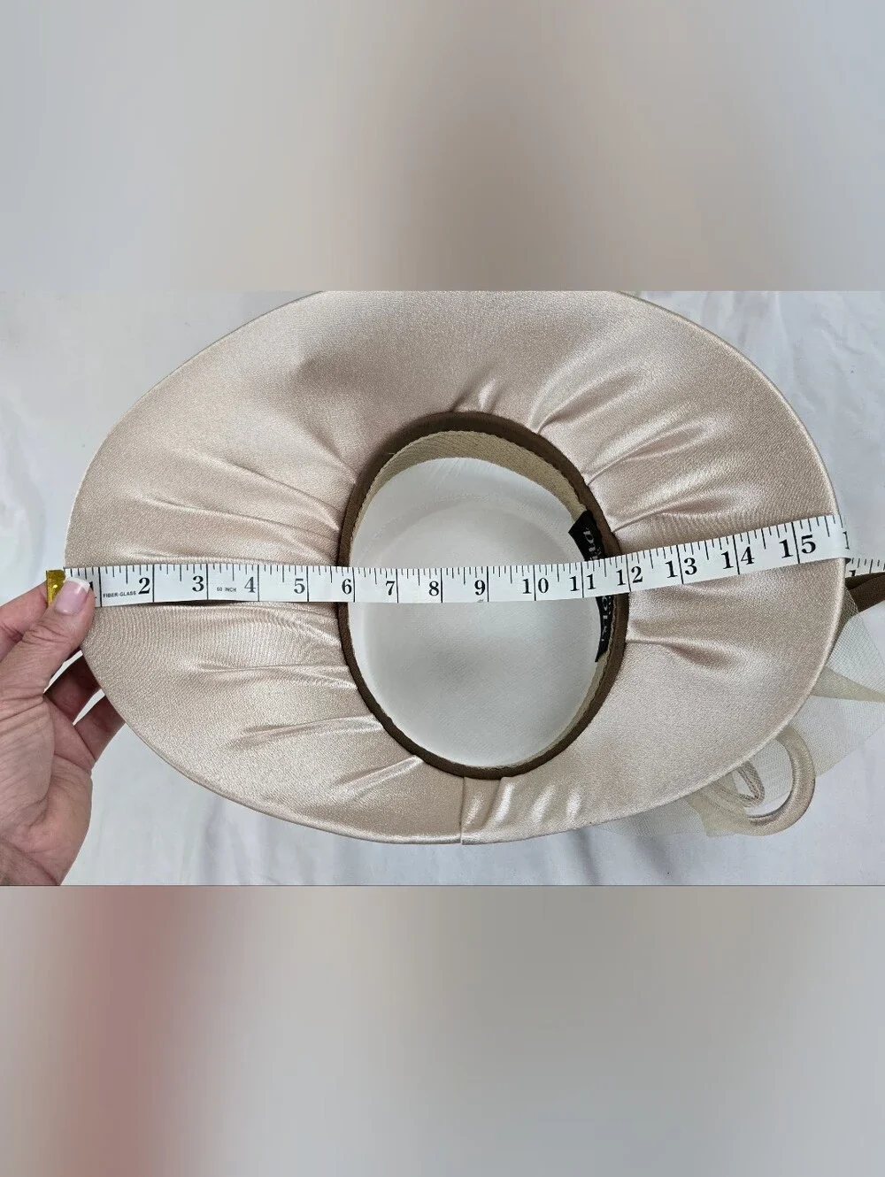Moshita Couture Women’s Church Derby Hat Beige Brown Satin Bow Formal Hat OS